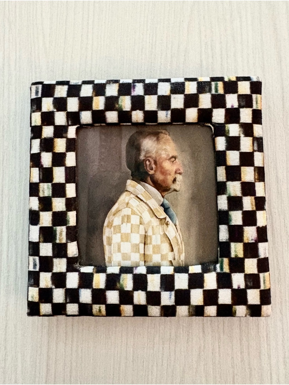Mackenzie Childs Checkerboard Black White Photo Frame Vintage
